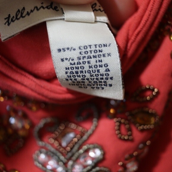 Telluride Women’s Orange Coral Beaded Tank Top Large Y2K Shelf Bra Festival Wear - Picture 10 of 12